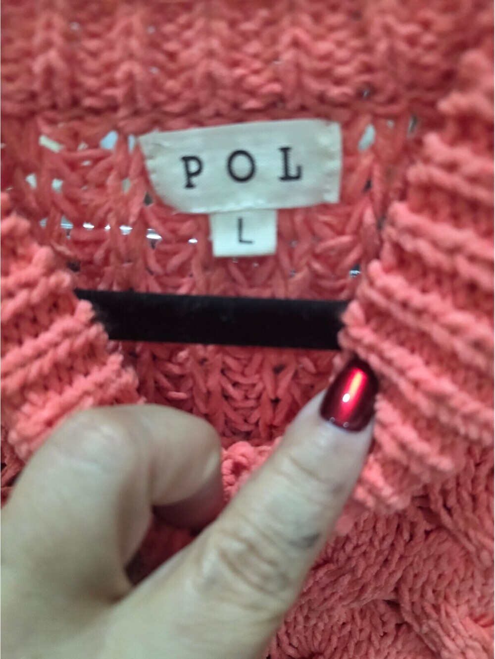 POL Women's Size Large Oversized Boho Cable Knit - Picture 4 of 7